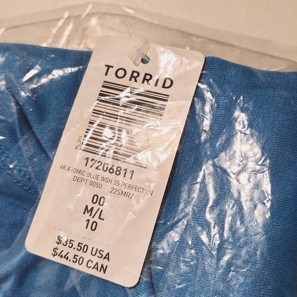 ❤️NWT VINTAGE TORRID TEE - ATOMIC BLUE - SUPERSOFT - SHORT SLEEVE TOP - SLIM FIT - Picture 4 of 10
